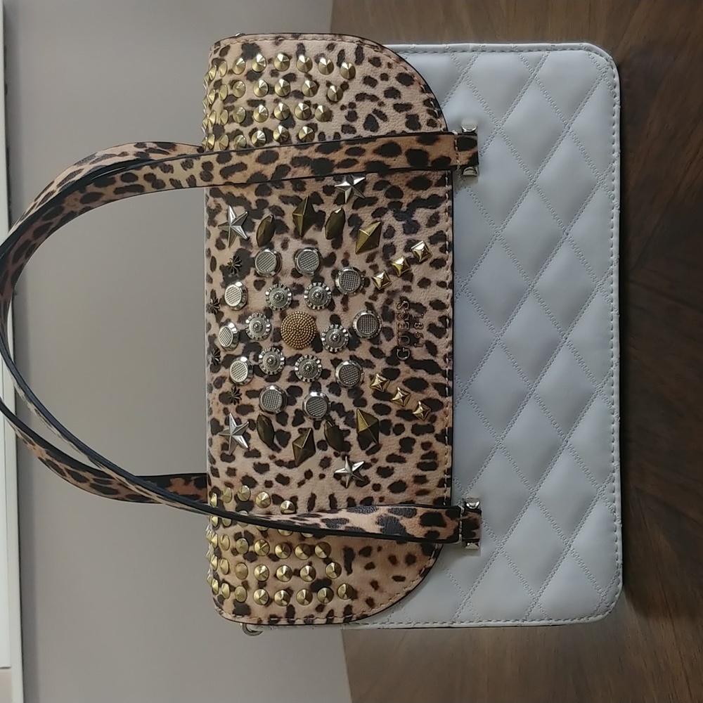 Guess Purse/Handbag Quilted Cheetah Print Vegan Leather Crossbody Satchel